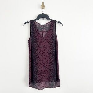 VINCE Silk Cheetah Print Tank Top Sleeveless Blouse Size XS